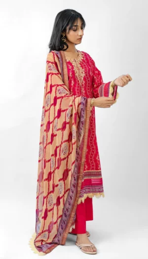 Meerak 3PC UnstitchedEmbroidered Lawn Suit