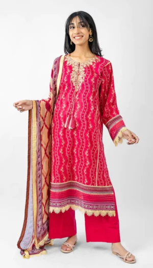 Meerak 3PC UnstitchedEmbroidered Lawn Suit