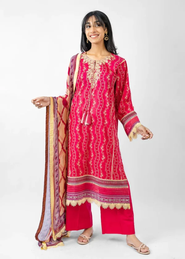 Meerak 3PC UnstitchedEmbroidered Lawn Suit