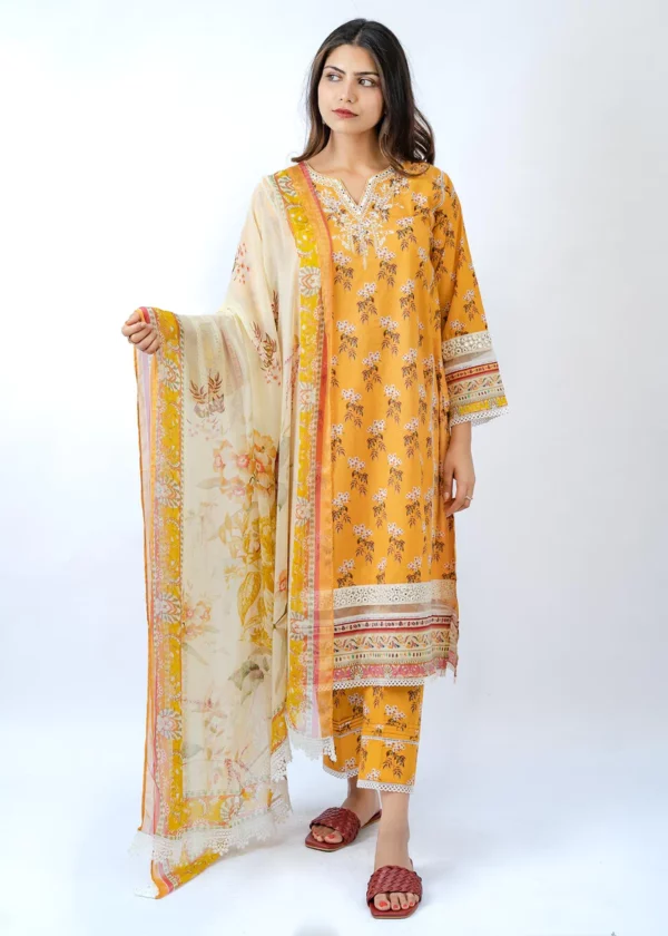 Meerak 3PC UnstitchedEmbroidered Lawn Suit