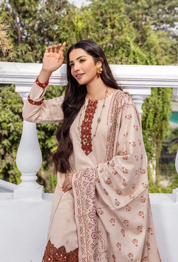 Kalam 3PC Unstitched Embroidered Jacquard Lawn Suit