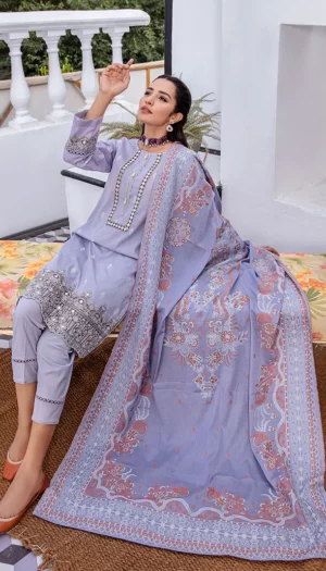 Kalam 3PC Unstitched Embroidered Jacquard Lawn Suit
