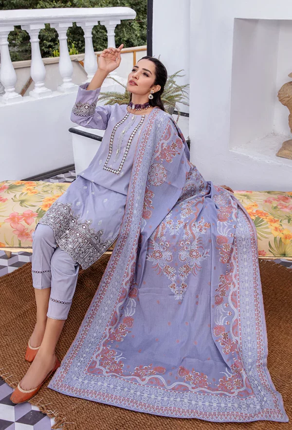 Kalam 3PC Unstitched Embroidered Jacquard Lawn Suit