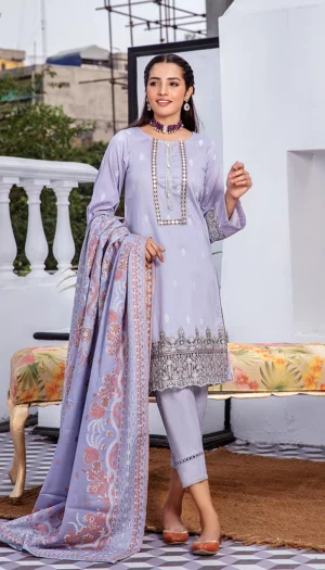 Kalam 3PC Unstitched Embroidered Jacquard Lawn Suit