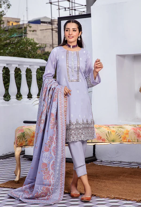 Kalam 3PC Unstitched Embroidered Jacquard Lawn Suit