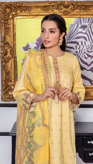 Kalam 3PC Unstitched Embroidered Jacquard Lawn Suit