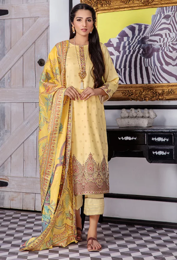 Kalam 3PC Unstitched Embroidered Jacquard Lawn Suit