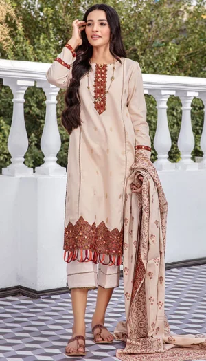Kalam 3PC Unstitched Embroidered Jacquard Lawn Suit