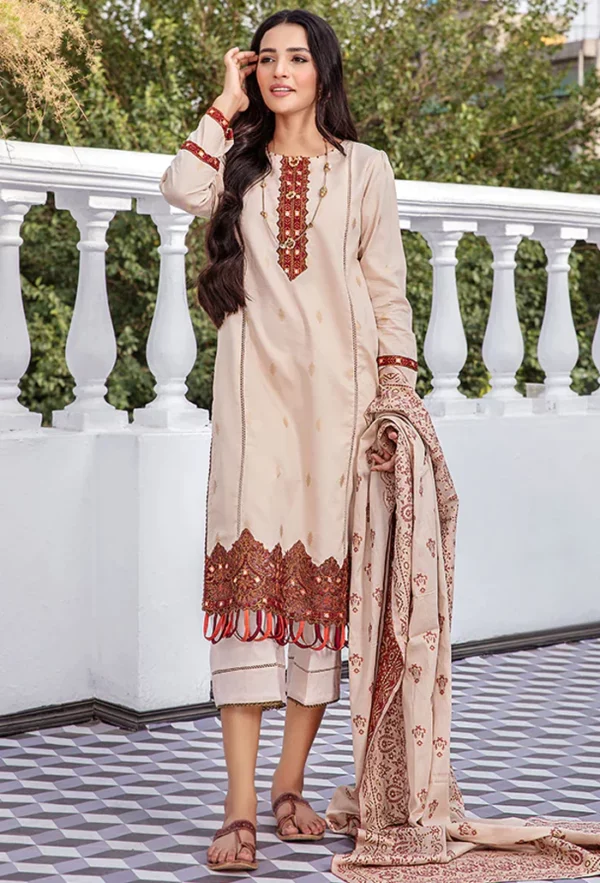 Kalam 3PC Unstitched Embroidered Jacquard Lawn Suit
